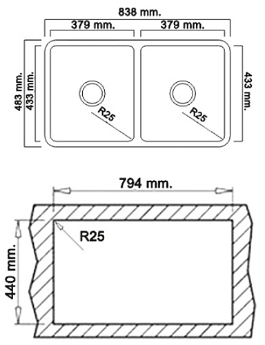 อ่างล้างจาน TEKA ราคาพิเศษ รุ่น BES LINEA 840 2B