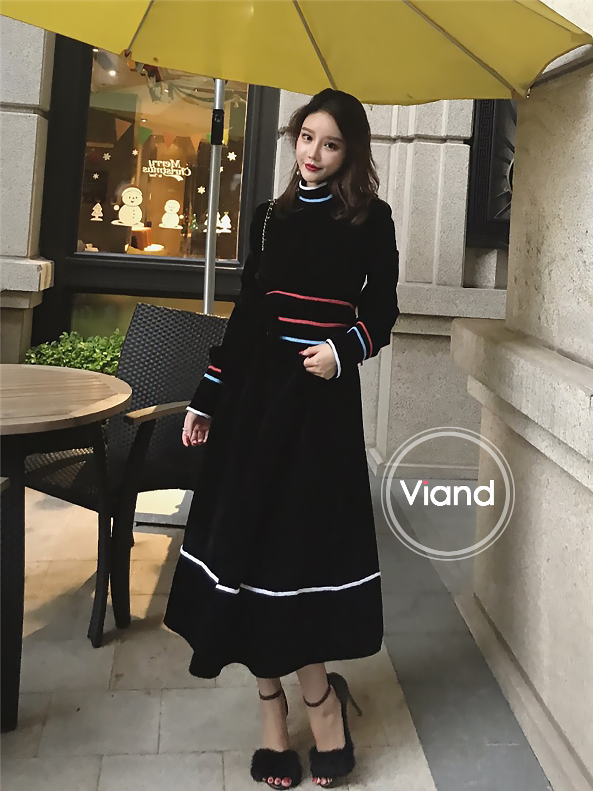 ชุดเดรสเกาหลี พร้อมส่ง แม็กซี่เดรส ตัวยาว กับ เข็มขัด