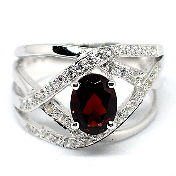 SKJewelryFactory แหวนโกเมนแท้ ดีไซน์ตัวเรือนพันรอบนิ้ว แหวนทรงนี้ใส่นิ้วกลางสวย ER00879-GAN