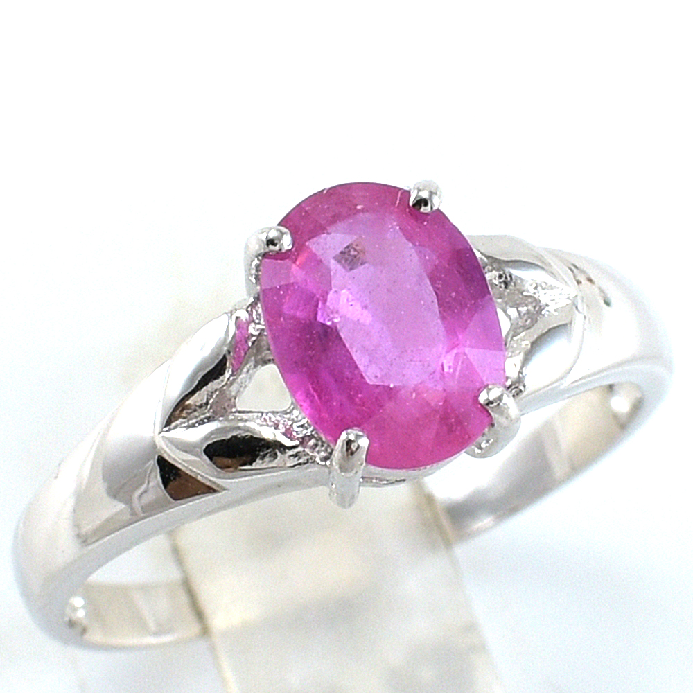 แหวนเงินแท้ฝังพลอยทับทิมแท้ ER01096-RBY