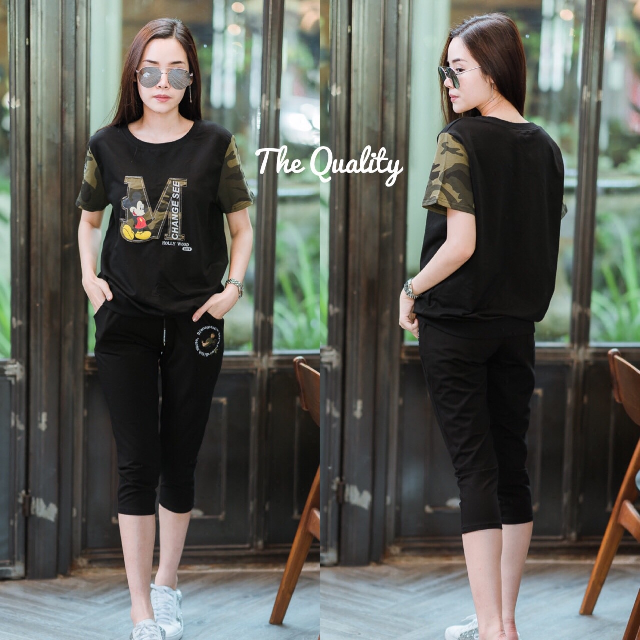 เสื้อผ้าเกาหลี พร้อมส่ง Set เสื้อ+กางเกง mickey
