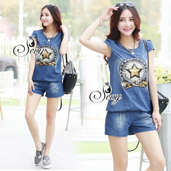พร้อมส่ง เสื้อสกรีนดาวลายกลางเสื้อโทนทอง