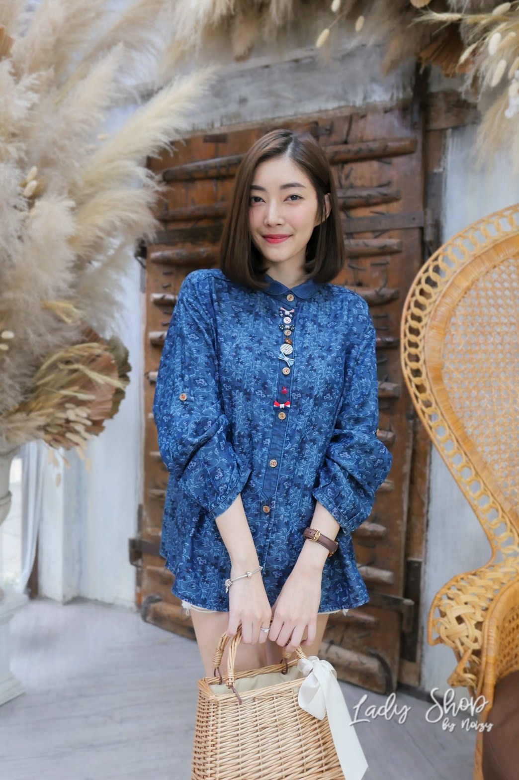 เสื้อญี่ปุ่น พร้อมส่ง เนื้อผ้ายีนส์ฟอกนิ่ม