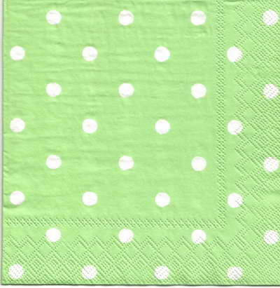 แนวภาพ Cath Kidston Polka Dot ลายจุด พื้นเขียวอ่อนวินเทจ เป็นภาพกระจายเต็มแผ่น กระดาษแนพกิ้นสำหรับทำงาน เดคูพาจ Decoupage Paper Napkins ขนาด 33X33cm