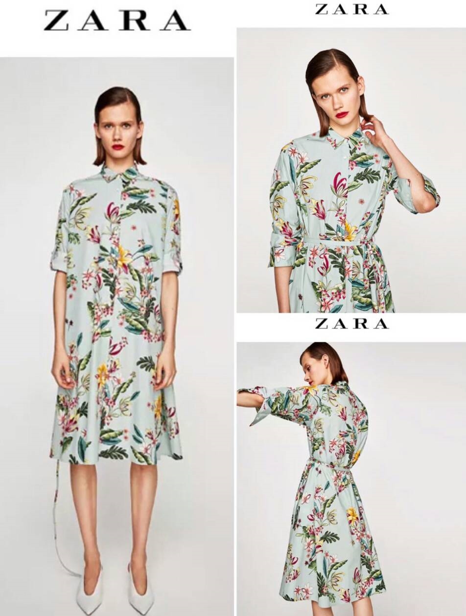 พร้อมส่ง เดรสลายดอกทรงสวยสไตล์แบรนด์ZARA