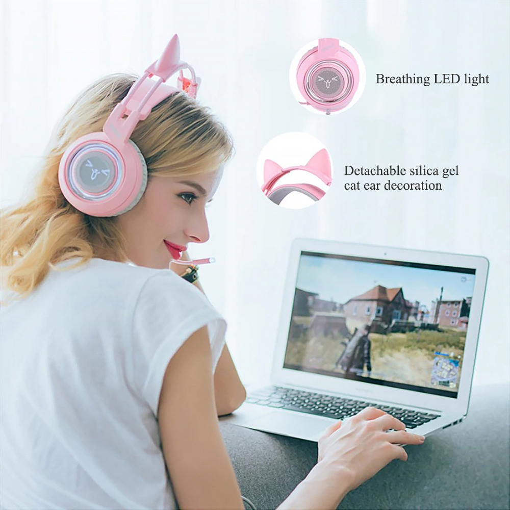 HEADSET+MIC 7.1 OKER G951 GAMING - PINK 