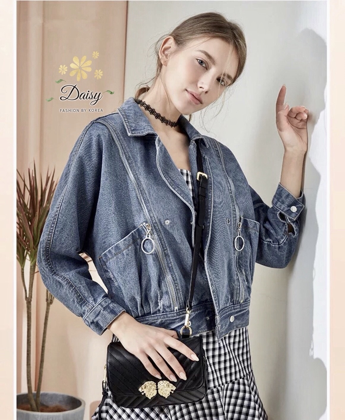 เสื้อผ้าเกาหลี พร้อมส่ง เสื้อแจคเกทผ้ายีนส์ งานดี