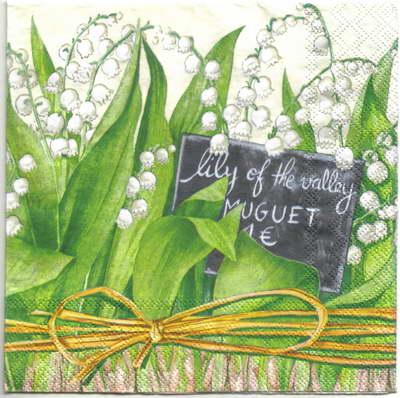 แนวภาพสวน Lilly of the Valley กระดาษแนพกิ้นสำหรับทำงาน เดคูพาจ Decoupage Paper Napkins เป็นภาพแนวยาว ขนาด 33X33cm