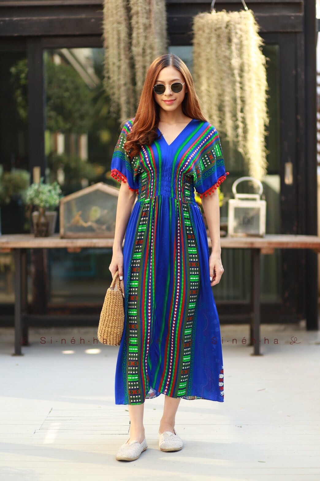 ชุดเดรสเกาหลี พร้อมส่ง Maxi dress ผ้าสปันเนื้อดี