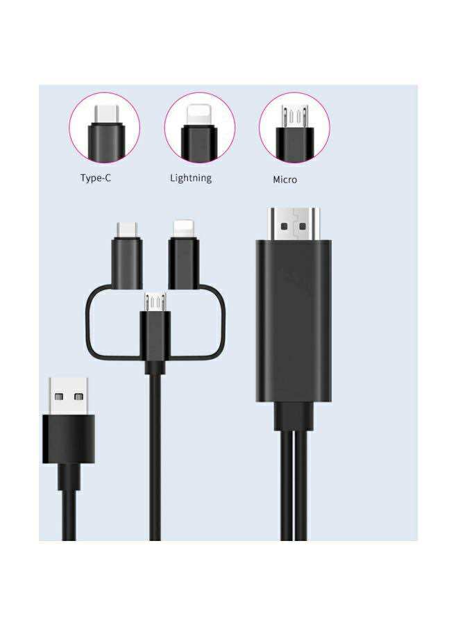 3in1 HDTV Adapter Phone to HDTV Cable Type-C/Micro USB/Phone to TV สายต่อมือถือเข้าทีวี รุ่นใหม่ UPGRADE