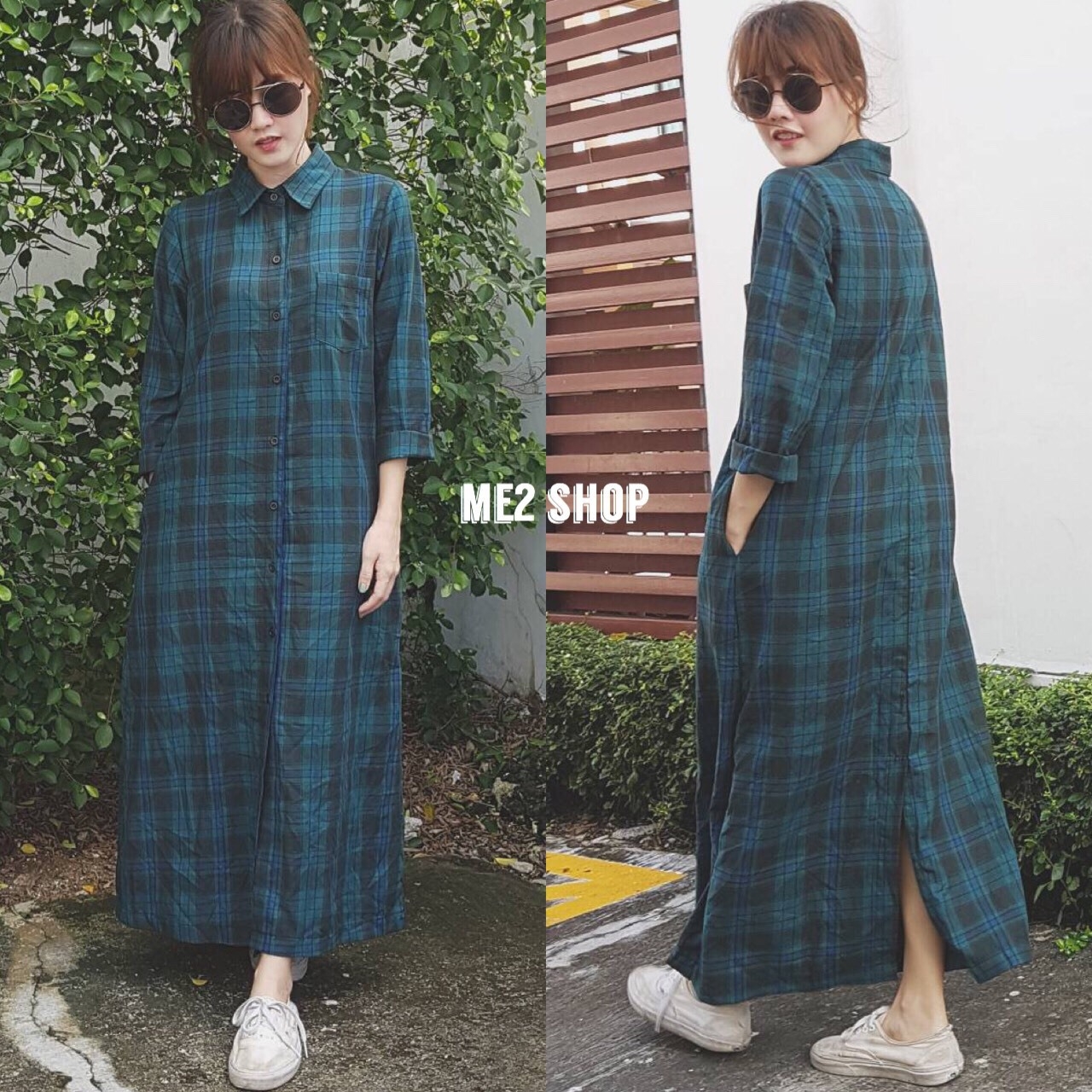 เดรสแฟชั่นทรงเชิ๊ต ผ่าหลัง พร้อมส่ง