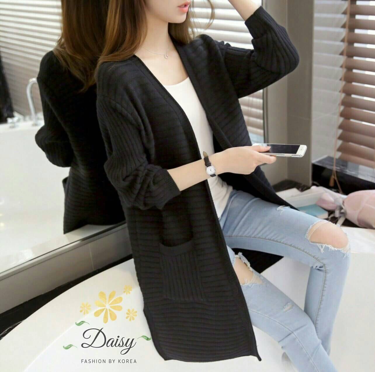 พร้อมส่ง เสื้อคลุมคาดิแกนตัวยาวเนื้อนุ่ม