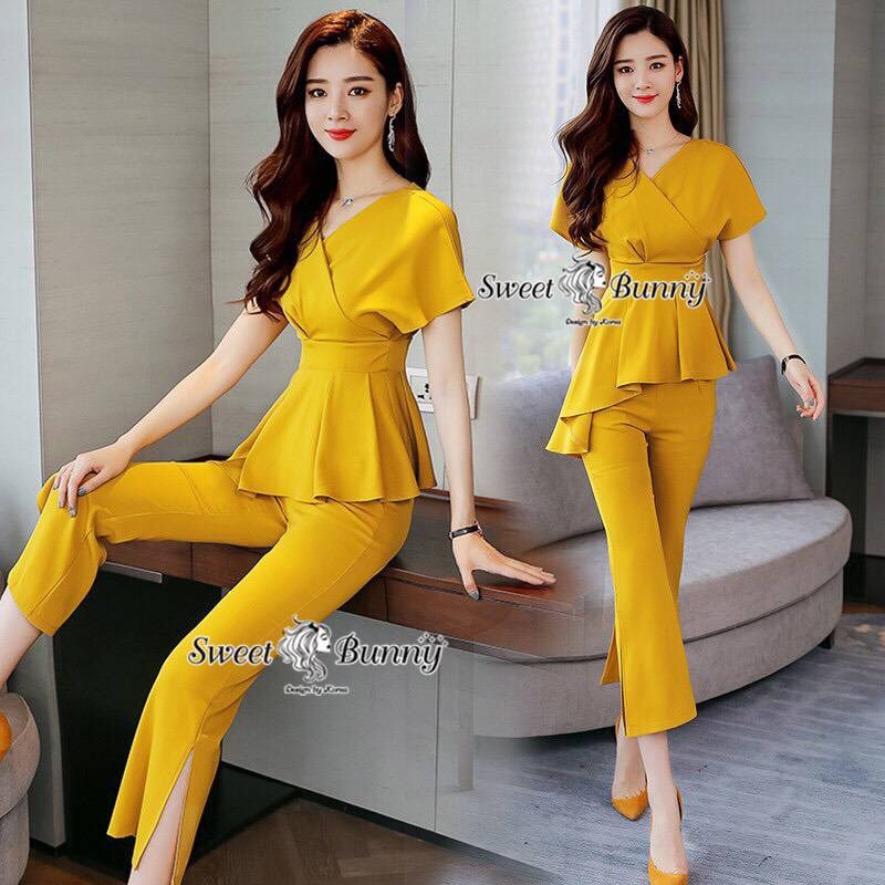 เสื้อผ้าเกาหลี พร้อมส่ง เสื้อคอวี ป้ายเฉียงข้าง