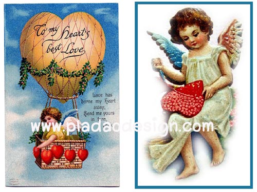 กระดาษเดคูพาจพิมพ์ลาย สำหรับทำงาน เดคูพาจ Decoupage งานฝีมือ งาน Handmade แนวภาพ สไตล์วินเทจ คิวปิดสาวน้อย กำลังร้อยดวงใจเพื่อส่งไปให้เจ้าของที่แท้จริง ปลาดาวดีไซน์