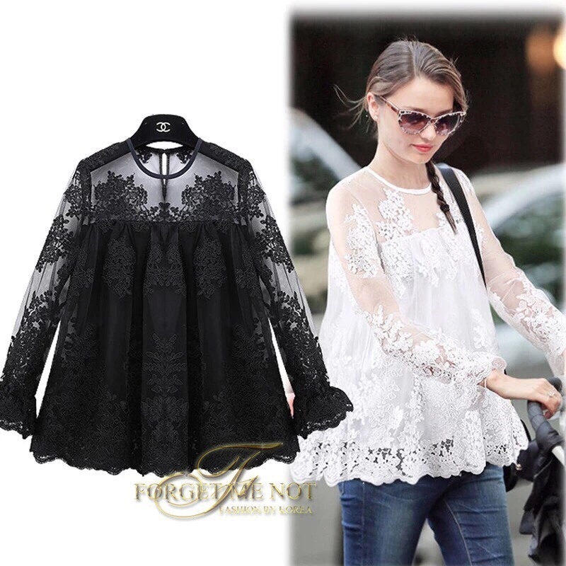 เสื้อลุกไม้ พร้อมส่ง เสื้อคอกลม ทรงA แขนระบาย