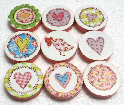 จิ๊กซอแมกเนต 9 ชิ้น ลายนกน้อย หัวใจ กับ patchwork