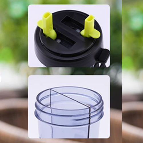 แก้วน้ำใส่น้ำได้สองช่อง พร้อมหลอดในตัว สีดำ ดีไซนทันสมัย