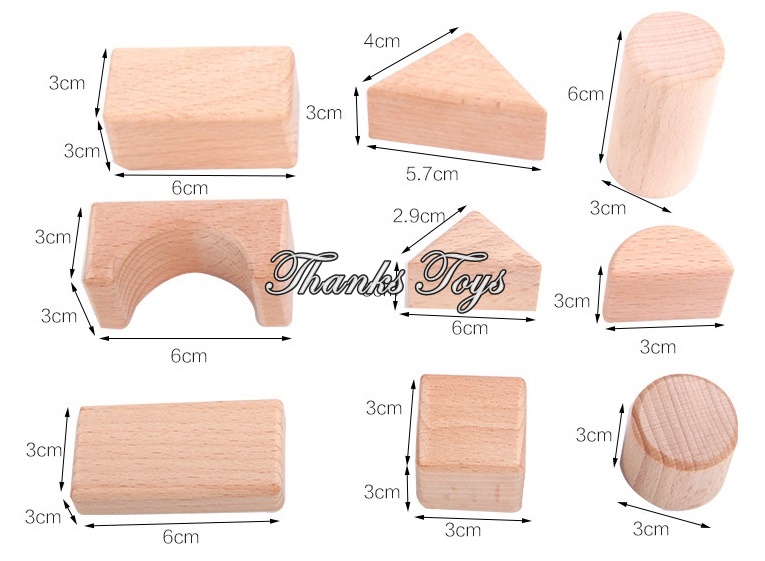 บล็อกไม้สีธรรมชาติ 100 ชิ้น