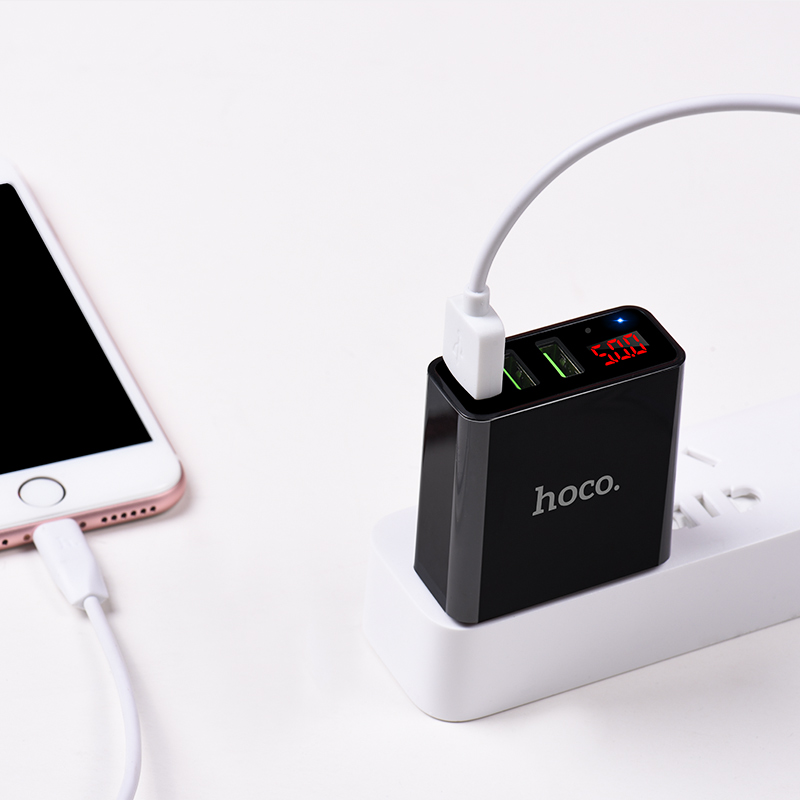 Hoco C15 Adapter 3 USB LED Charger หัวชาร์จไฟบ้าน ปลั๊กชาร์จ 3.0A ชาร์จเร็ว หน้าจอ LED