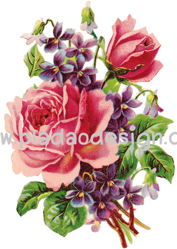 กระดาษสาพิมพ์ลาย สำหรับทำงาน เดคูพาจ Decoupage แนวภาำพ ภาพวาด ดอกกุหลาบกลีบซ้อนสีชมพูมะเหมี่ยว สวยมากมีดอกไม้สีม่วงแซม (ปลาดาวดีไซน์)
