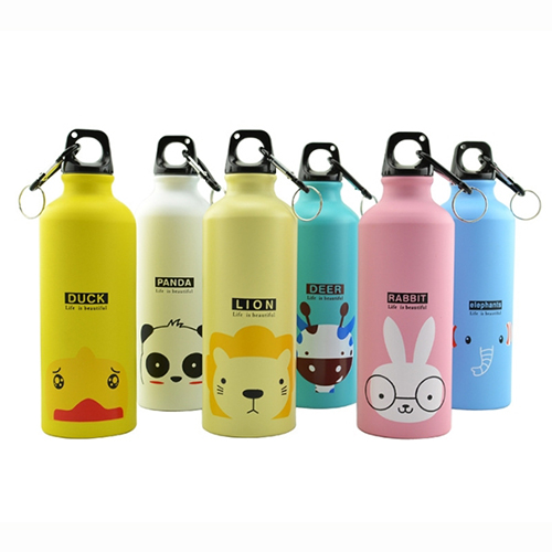 ขวดใส่น้ำสแตนเลส ใส่ได้ทั้งน้ำร้อนน้ำเย็น ขวดน้ำพกพา มีฝาปิด รูปน้องสัตว์น่ารัก