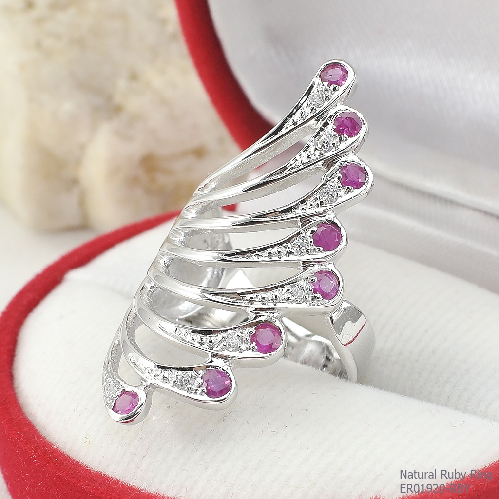 SKJewelryfactory แหวนปีกนก พลอยทับทิมแท้ ดีไซน์เก๋ๆ ER01920-RBY