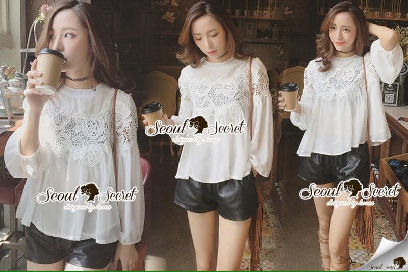 พร้อมส่ง เสื้อทรงแขนพองนิดๆ เสื้อแฟชั่น