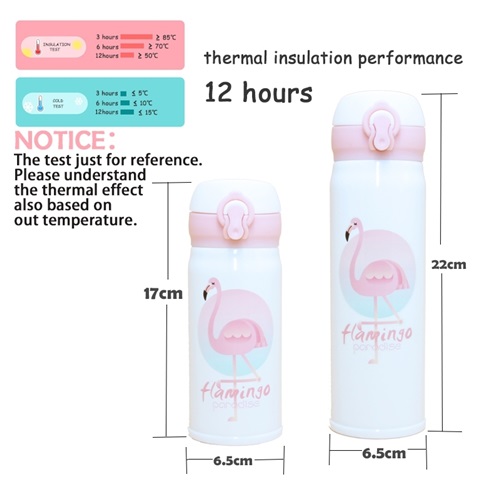 กระบอกน้ำเก็บอุณหภูมิ แบบนกฟามิงโก้ สามารถใส่ได้ทั้งร้อนและเย็น ขนาด 500 ml.