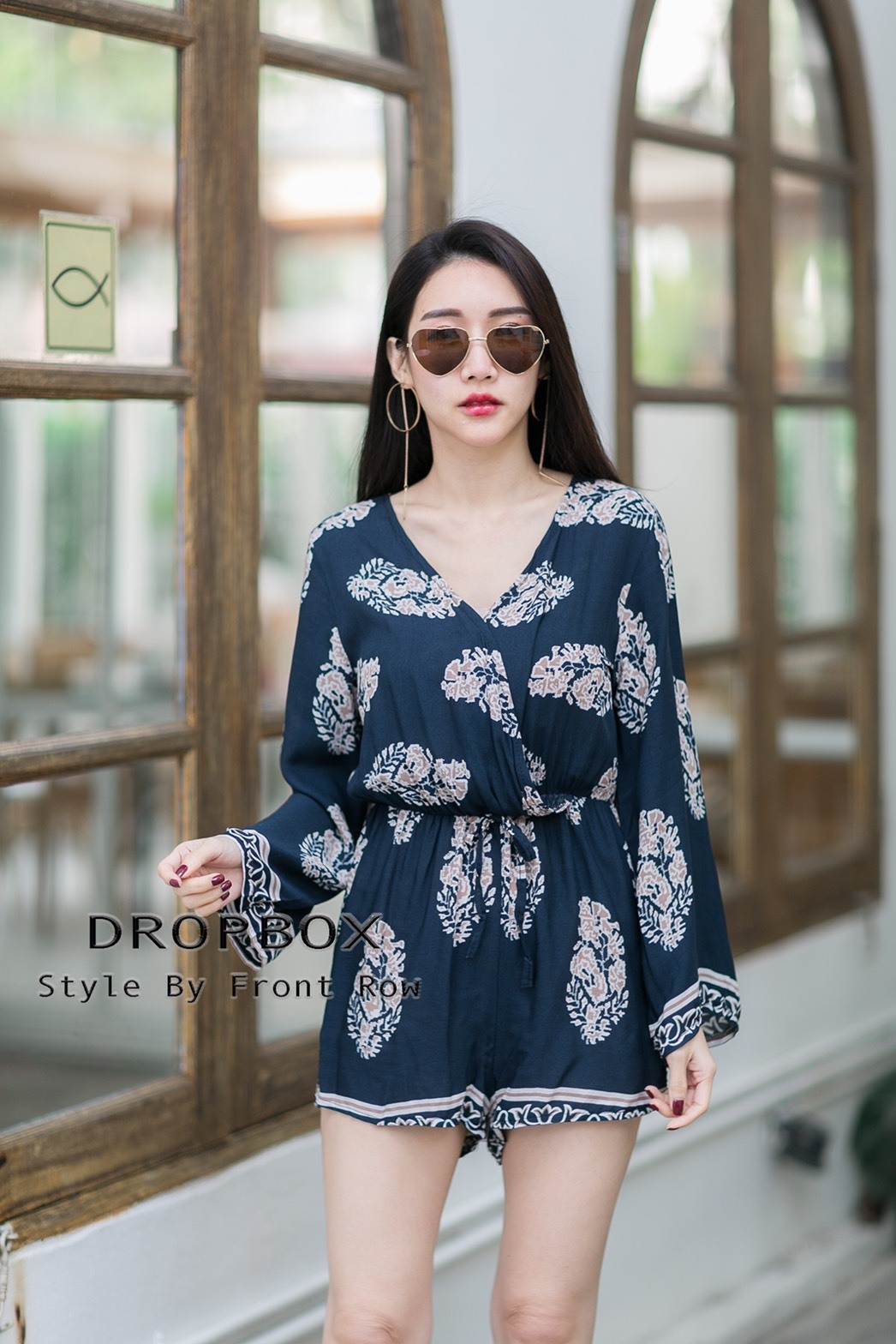 เสื้อผ้าเกาหลี พร้อมส่ง จั้มสูทขาสั้น ป้ายอก ผ้านิ่ม ใส่สบาย