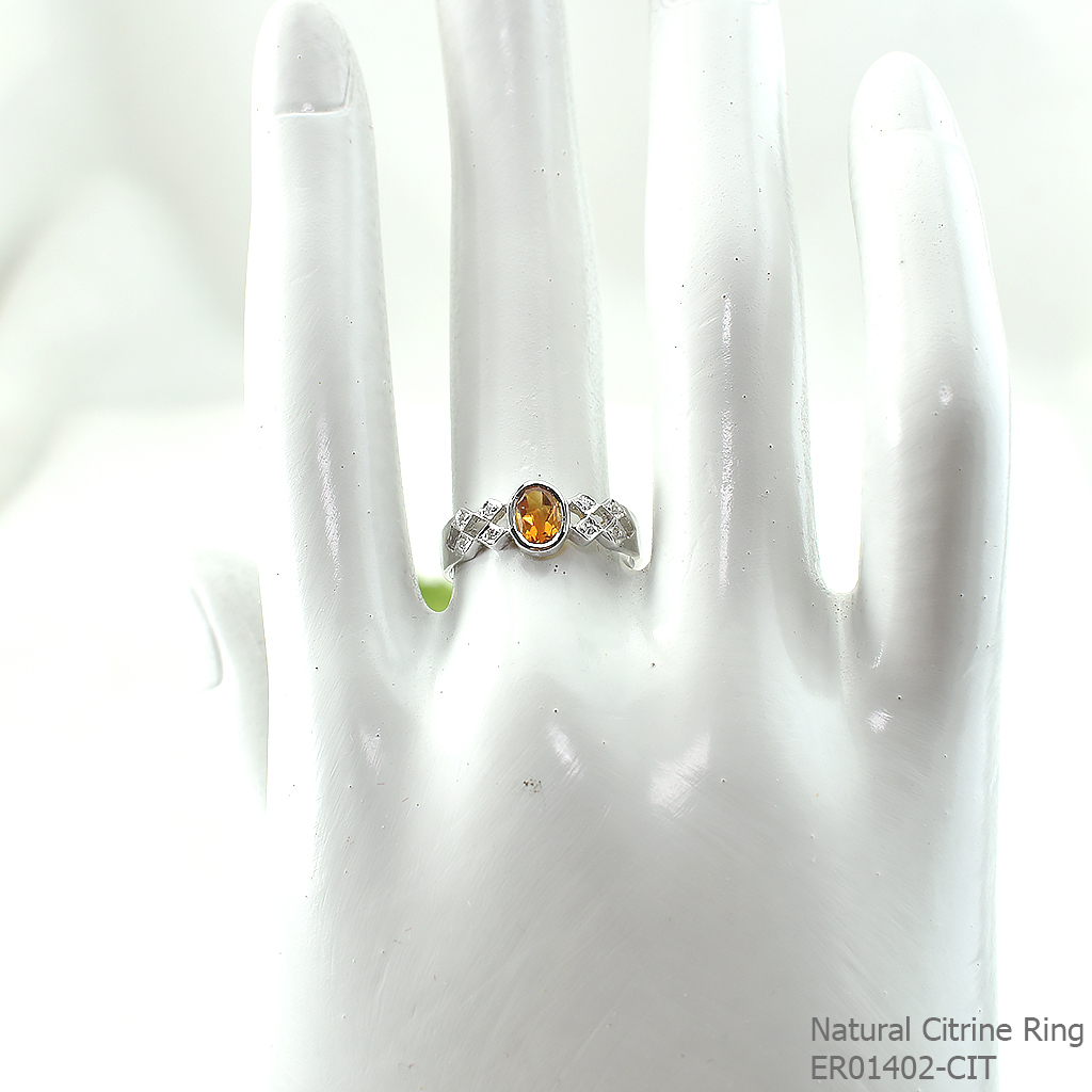 SKJewelryfactory แหวนเงินแท้ 92.5% ฝังพลอยซิทรินแท้ ดีไซด์โดดเด่น ER01402-CIT