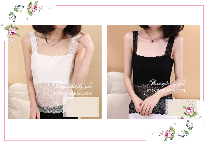 เสื้อซับในผ้าลูกไม้ มี 2 สี ดำ ขาว เสื้อซับในทั้งตัว ด้านหน้ามีผ้าซับอีกชั้นครึ่งตัว ลูกไม้ลายสวย สามารถใส่เดี่ยวๆหรือใส่เสื้อทับอีกชั้นก็ดูดีคะ ขนาด : FREE SISE ( เสื้อยาว 19 นิ้ว รอบอกไม่เกิน 36 นิ้วคะ) ผ้า : ผ้าลูกไม้ มี 2 สี : สีขาว , สีดำ * สินค้าเหมือนรูป ถ่ายจากสินค้าจริงคะ *