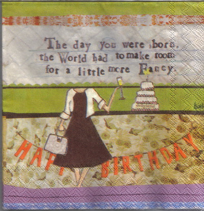แนวภาพคำคม Bitrhday Wish กระดาษแนพคินสำหรับทำงาน เดคูพาจ Decoupage Paper Napkins เป็นภาพ 4 บล๊อค ขนาด 25X25 ซม