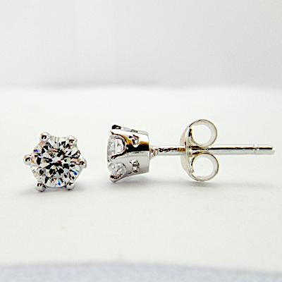 SKJewelryFactory EER00253-WCZ ต่างหูเพชร ตัวเรือนเงินแท้ ต่างหูเพชรเม็ดเดี่ยว