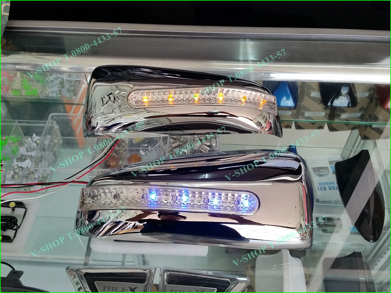 ครอบกระจกมองข้างมีไฟเลี้ยวส้ม+ไฟหรี่สีฟ้า ทรงRCC New Yaris 2014 (ระบุสีด้วยครับ)