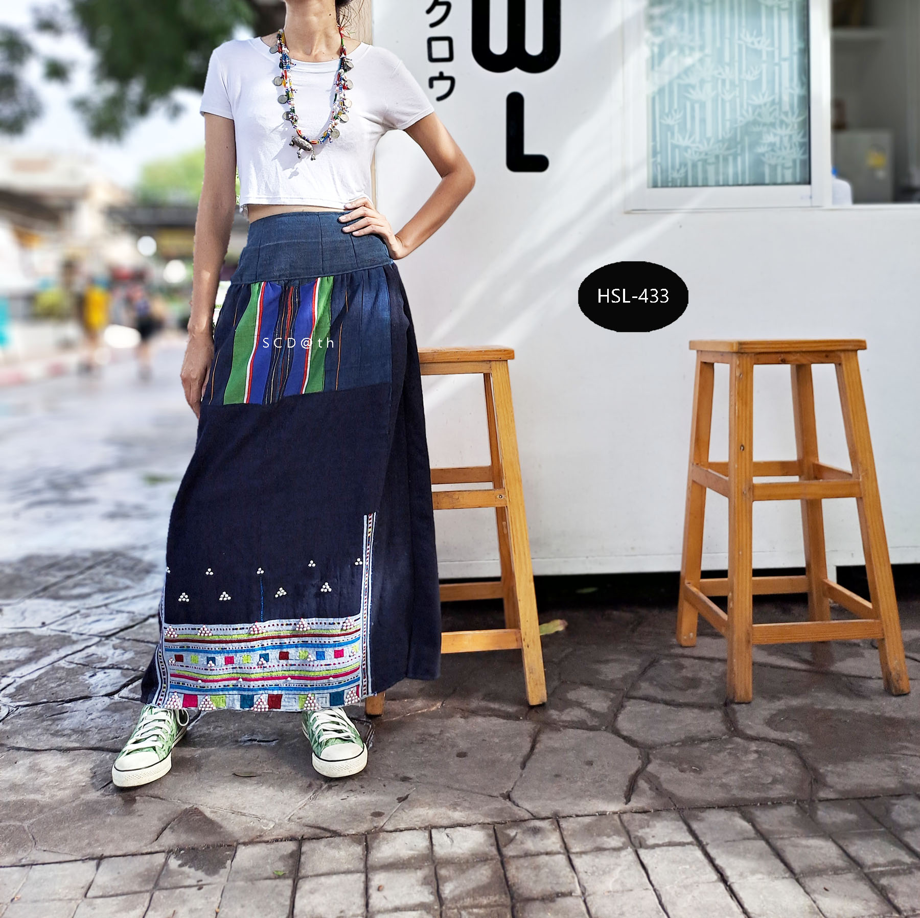 กระโปรงยาว ผ้าอาข่า HSL-433