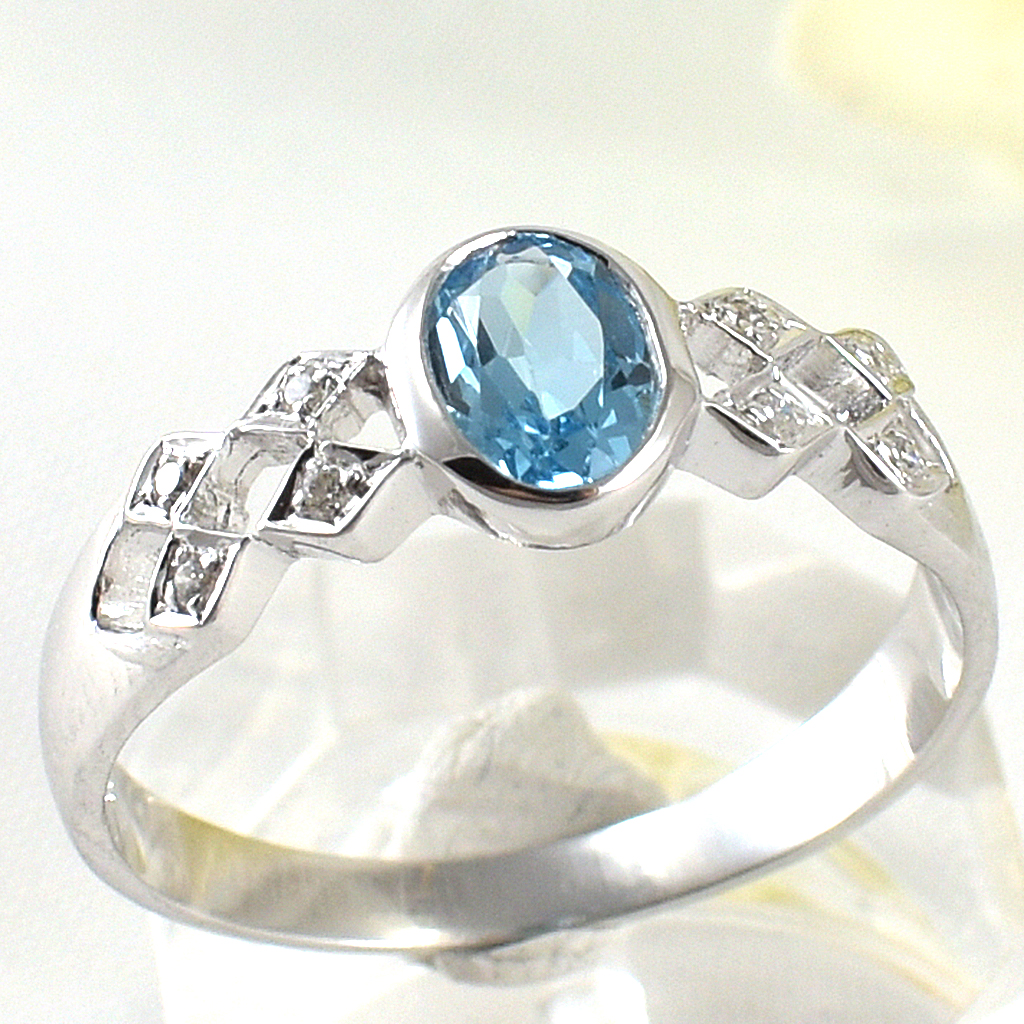 SKJewelryfactory แหวนเงินแท้ ฝังพลอยโทปาซแท้ ดีไซน์เรียบหรู ER01402-SBT
