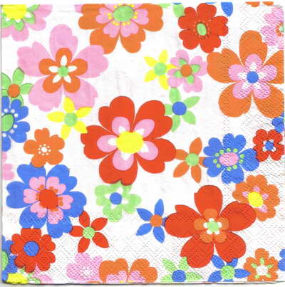 แนวภาพ Cath Kidston ดอกไม้สีสด เป็นภาพเต็มแผ่น กระดาษแนพกิ้นสำหรับทำงาน เดคูพาจ Decoupage Paper Napkins ขนาด 33X33cm