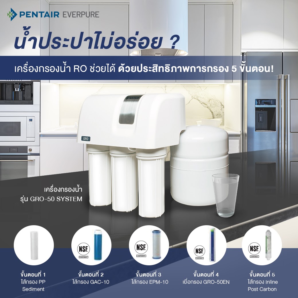 เครื่องกรองน้ำดื่มราคาพิเศษ PENTAIR รุ่น GRO50 System