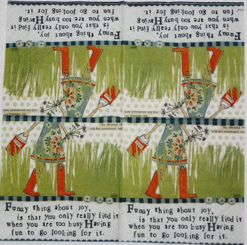 แนวภาพคำคม Funny Things About Joy กระดาษแนพคินสำหรับทำงาน เดคูพาจ Decoupage Paper Napkins เป็นภาพ 4 บล๊อค ขนาด 25X25 ซม
