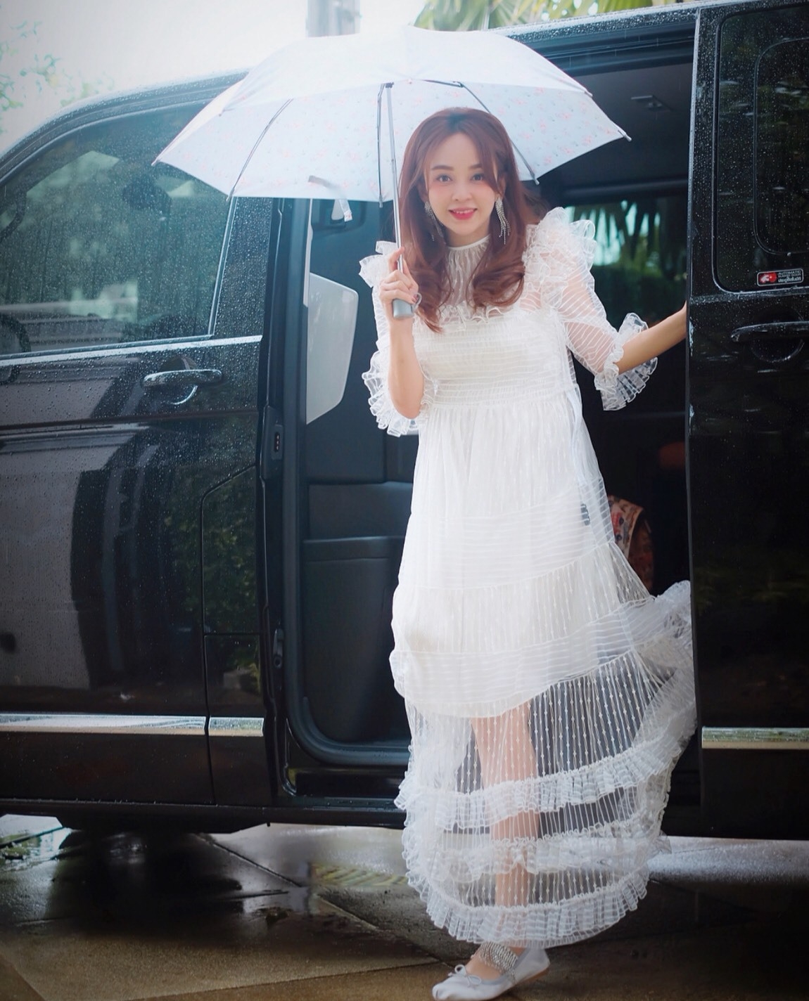 ชุดเดรสเกาหลี พร้อมส่ง Maxi Dress แขนสามส่วน