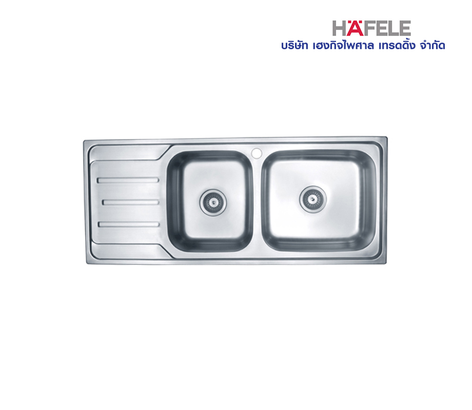 HAFELE รุ่น อ่างล้างจานแบบติดตั้งบนเคาน์เตอร์ 2 หลุม เฮอร์คิลลิส ซีรีย์ - หลุมขวา