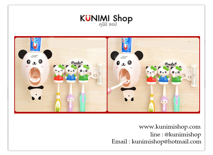 ที่ใส่แปรงสีฟัน ลายการ์ตูนน่ารัก สามารถใส่แปรงได้ 3 อัน ยึดติด แบบจุกสูญญากาศ มาพร้อมที่บีบแปรงสีฟัน ยึดติดแบบแผ่นกาวสูญญากาศ ติดได้กับพื้นผิวเรียบ เช่น กระเบื้อง กระจก