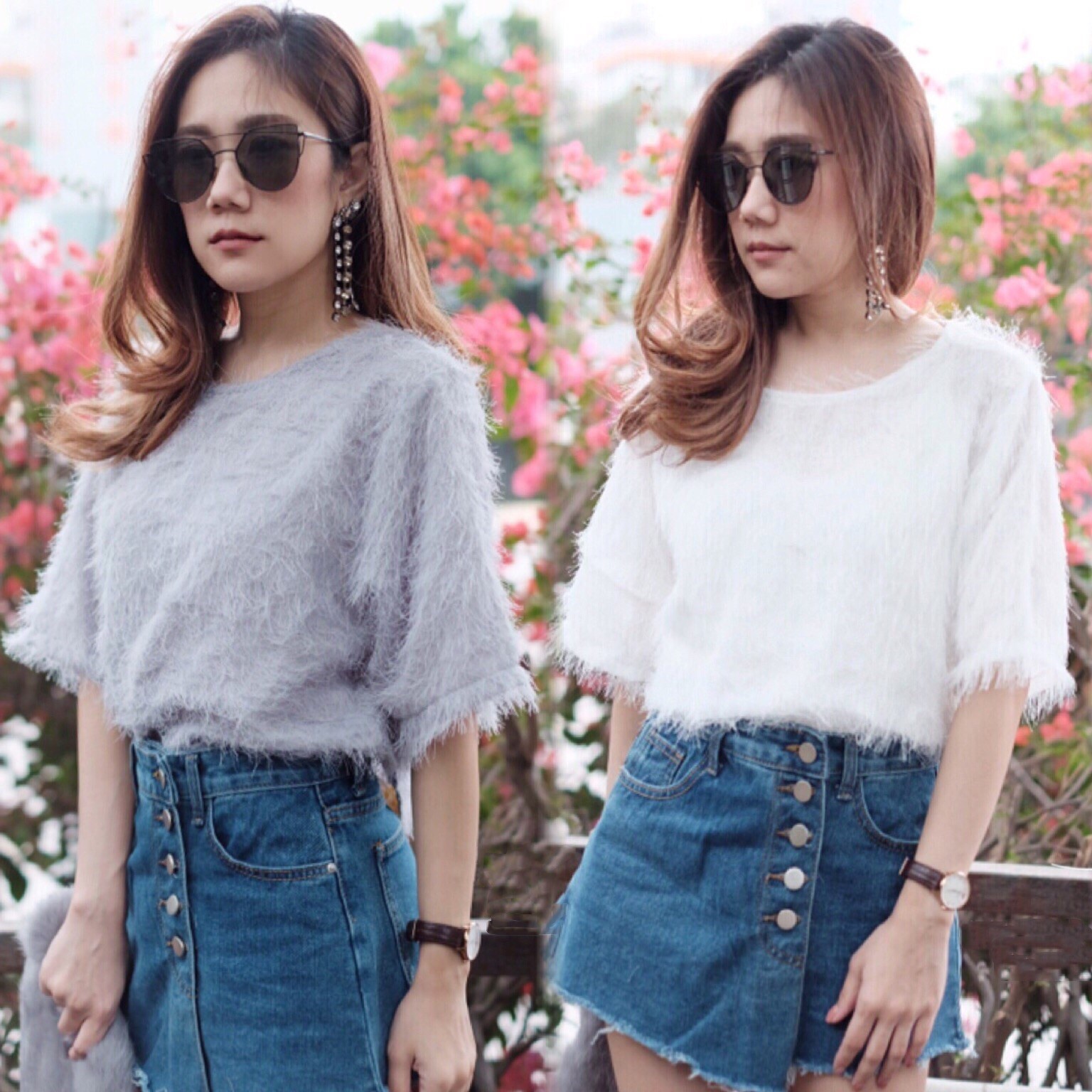 เสื้อเกาหลี พร้อมส่ง เสื้อขนนุ่ม ไม่บาง
