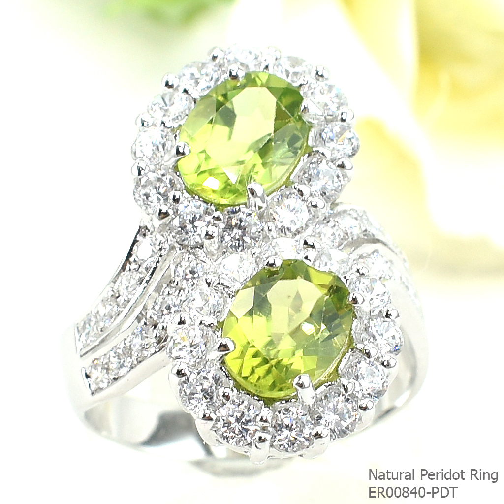 SKJewelryfactory แหวนพลอยคู่ พลอยเพอริดอทแท้ สไตล์หรูหรา ER00840-PDT