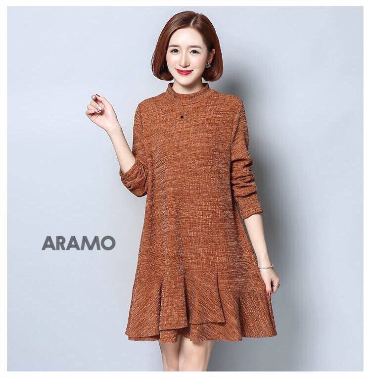 ชุดเดรสเกาหลี พร้อมส่ง Mini Dress คอเต่า