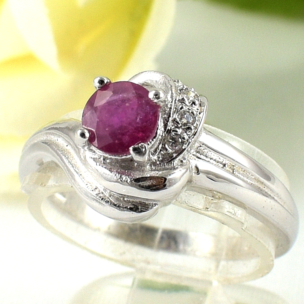 SKJewelryfactory แหวนเงินแท้ ฝังพลอยทับทิมแท้ ดีไซด์สวยไม่เหมือนใคร ER00806-RBY