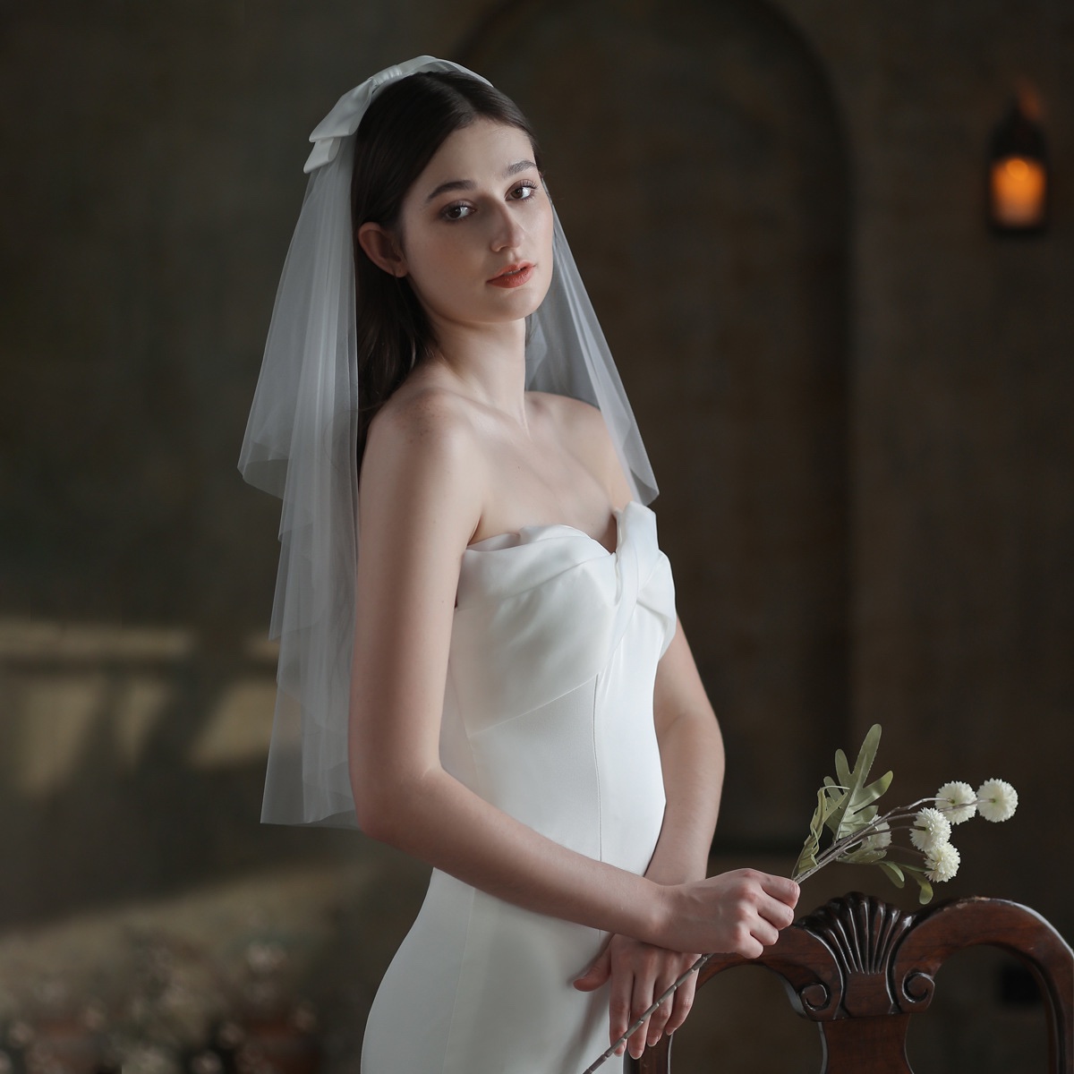 เวล Veil สไตล์เกาหลี ผ้าคลุมเจ้าสาว ติดโบว์น่ารัก เวลโบว์