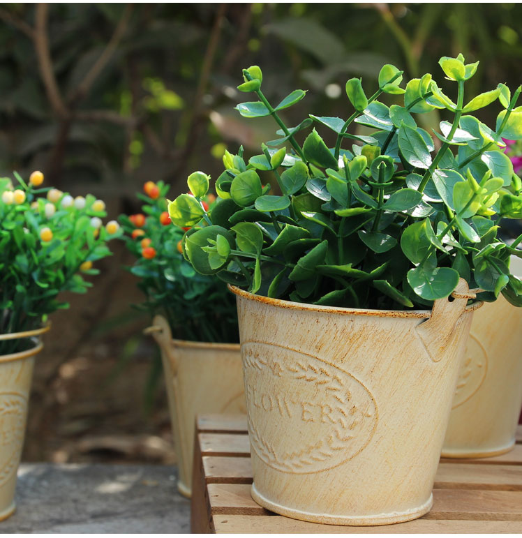 Pre-Order ถังสังกะสี พื้นผิวเก่า สีครีม สำหรับการตกแต่งแนววินเทจ Zakka
