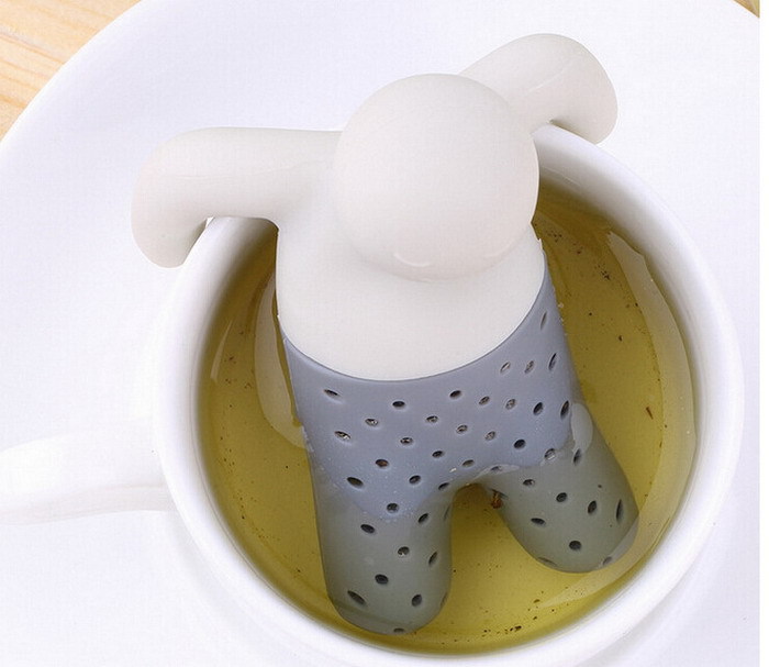 ที่กรองชา ซิลิโคน infuser ลายชายชุดเทา