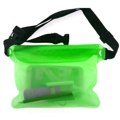 กระเป๋ากันน้ำคาดเอว สะพายได้ ใส่ของ ใส่มือถือ- สีเขียว